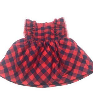 Cat & Jack Girls Kids Red Black Checkered Holiday Dress 3M-6M